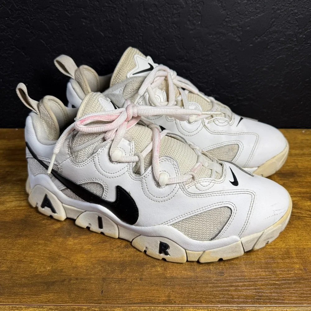 Nike Air Barrage Low CW3130-100 White‎ Leather Athletic Sneakers Mens 11.5